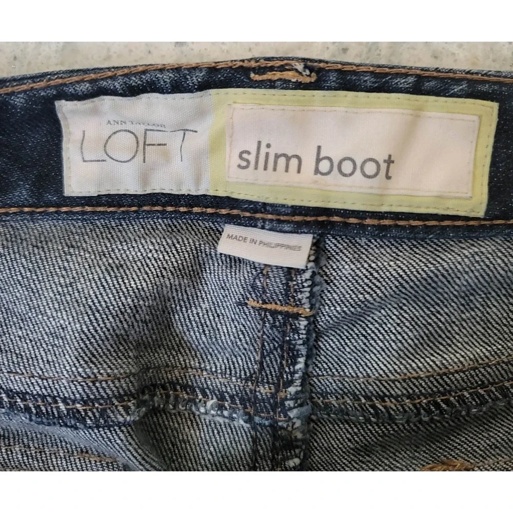 Ann Taylor Loft Jeans Womens 6‎ Blue Slim Boot Mid Rise Stretch Denim Classic